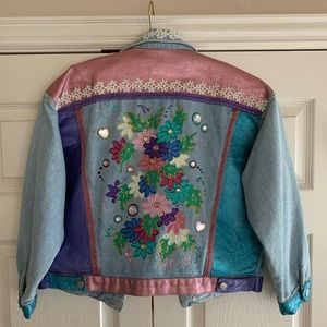Vintage hand painted Guess jean jacket for girl